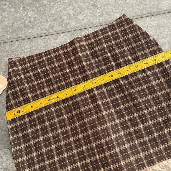 NWT Vintage Tracy Evans Plaid Schoolgirl 90s Y2K Mini Skirt 11 Large Brown Tan - Picture 10 of 12
